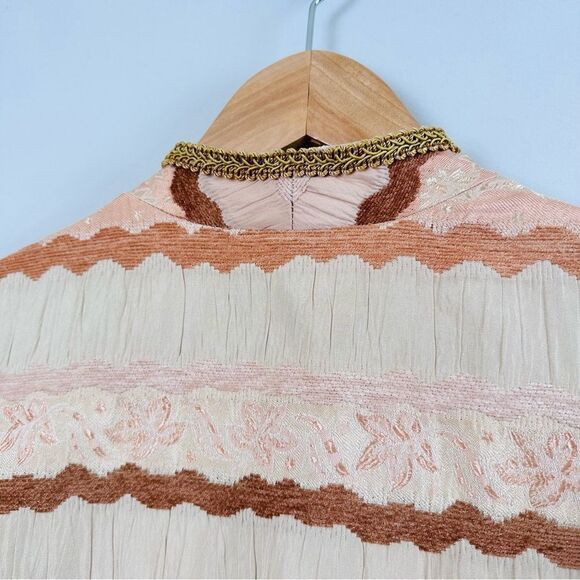 Vintage R&M Richards - Cream Tan Fall Boho Bohemian Stripes Blazer - Size 12 - Picture 10 of 11